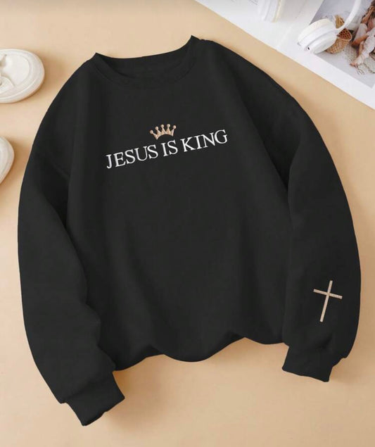 The "Jesus Is King" Embroidered Crown Sweatshirt