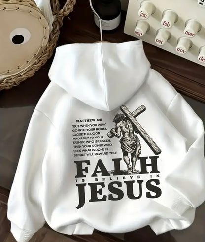 "Faith in Jesus" Matthew 6:6 Verse & Cross Hoodie